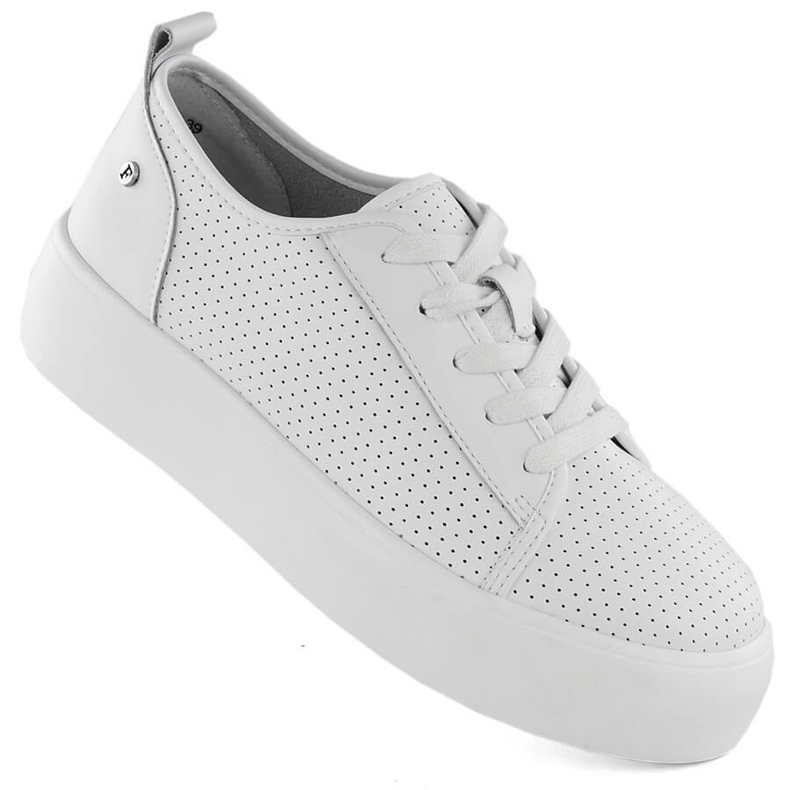 Kožené dámské sportovní creepers boty, bílé Filippo DP6116 bílý 1