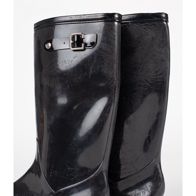 Shelvt Black Varnnised Women's Galoshes černá 1