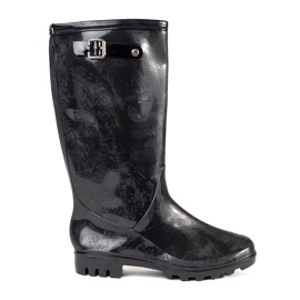 Shelvt Black Varnnised Women's Galoshes černý 2