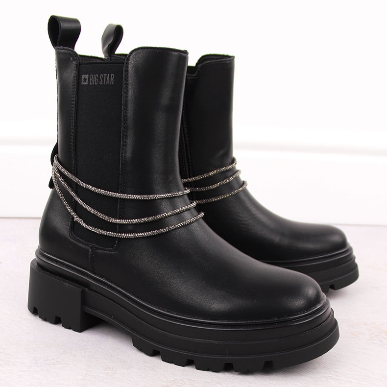 Dámské kožené Chelsea boots black Big Star černá 2