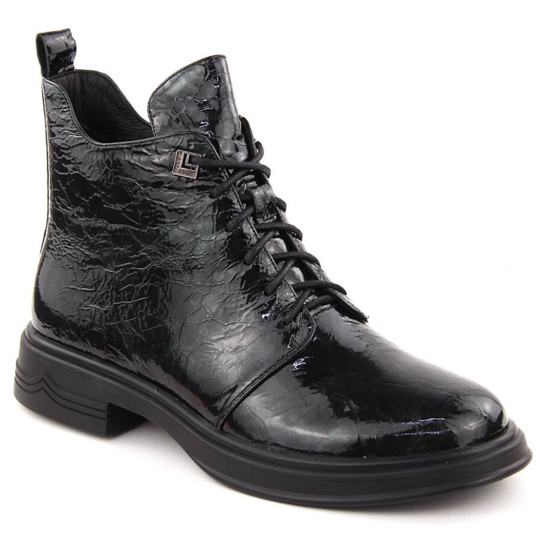 Dámské lakované kotníkové boty zelené D&amp;A S.Barski Premium Collection LZ42-042 zelený 1