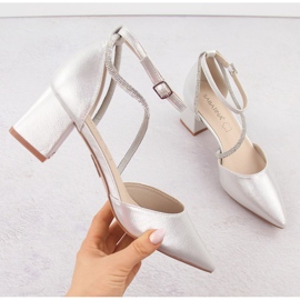 Stříbrné dámské špičaté sandály Sabatina s kubickou zirkony stříbrný 1