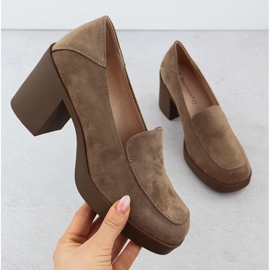 Boty ženské vysoké podpatky, semišový béžový Potocki SZ12547 1