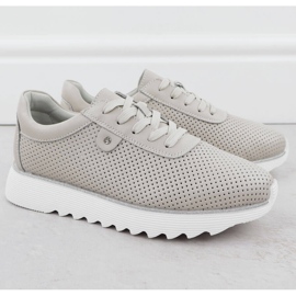 S.Barski Dámské kožené boty na platformě Openwork Beige S. Barski LR51-629 béžový 2