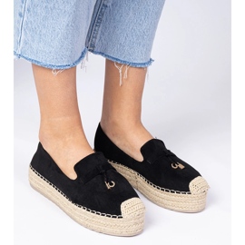 Black Espadrilles na silné podrážce černá 4