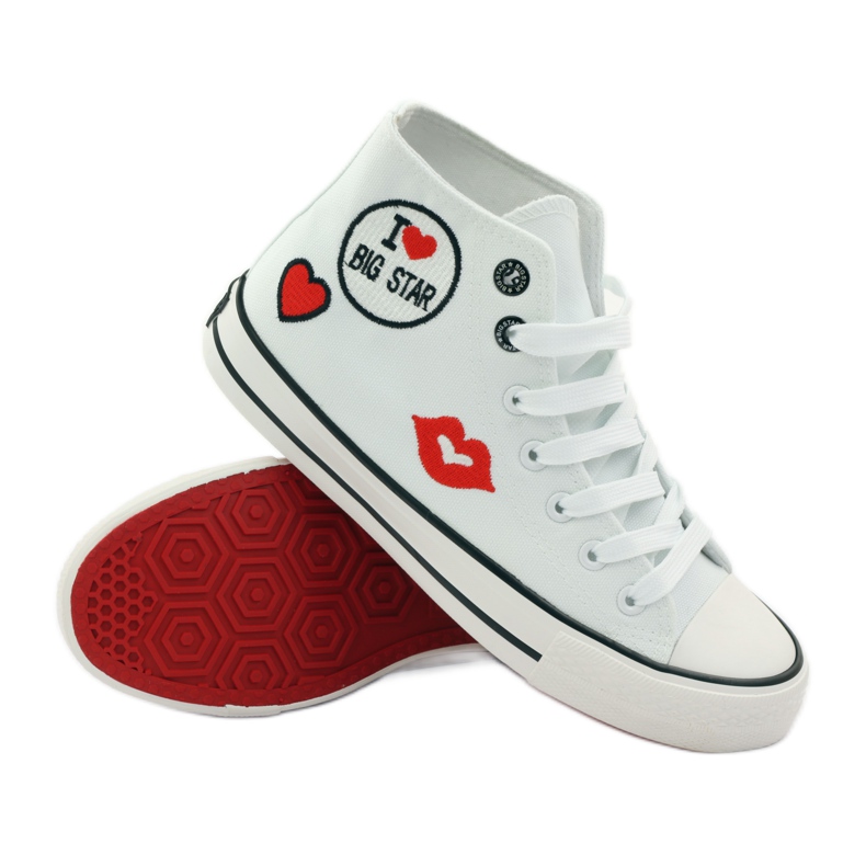 Zavázané tenisky Big star 274017 bílý červené 3