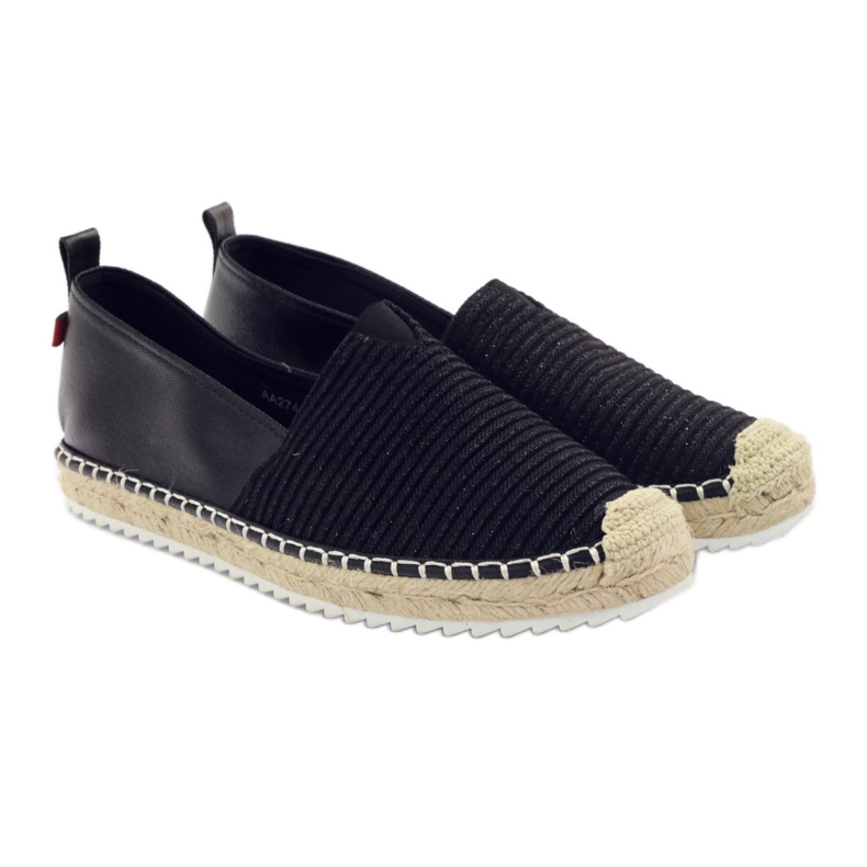 Big Star Baleríny espadrilky Velká hvězda 274196 černý hnědý 4