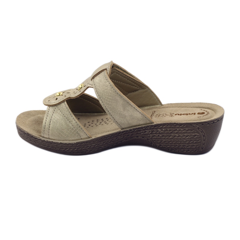 Zlaté pantofle na suchý zip Inblu GL086 žlutá hnědý 2