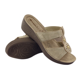 Zlaté pantofle na suchý zip Inblu GL086 žlutá hnědý 3 Zlaté pantofle na suchý zip Inblu GL086 žlutá hnědý 3