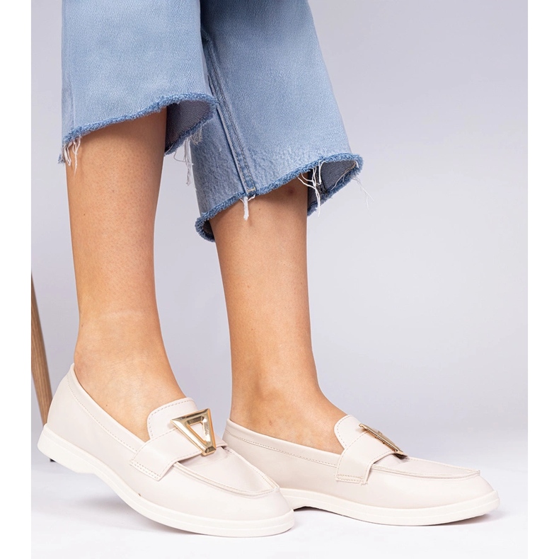 Béžové dámské mokasíny s elegantní dekorací béžový 1