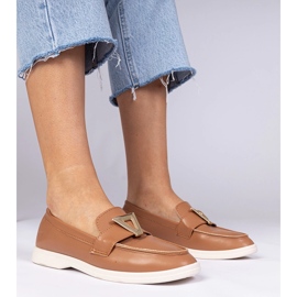 Hnědé dámské mokasíny s elegantní dekorací hnědý 1
