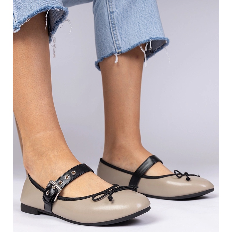 Dámské dámské baleríny temné béžové s lukem béžový 1