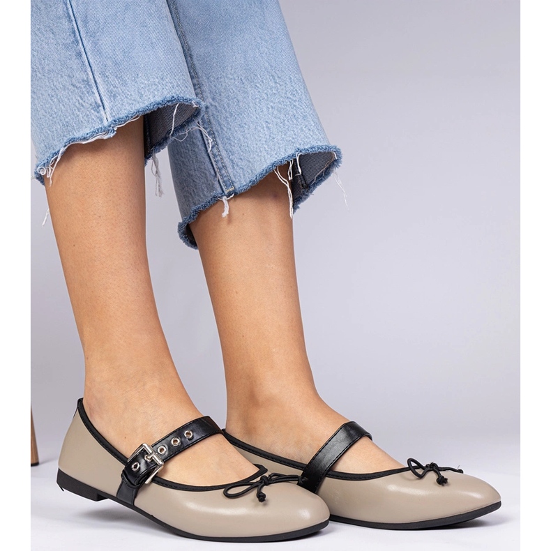 Dámské dámské baleríny temné béžové s lukem béžový 2