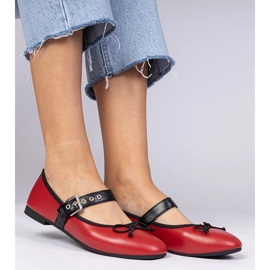 Červené dámské baleríny s lukem 1 Červené dámské baleríny s lukem 1
