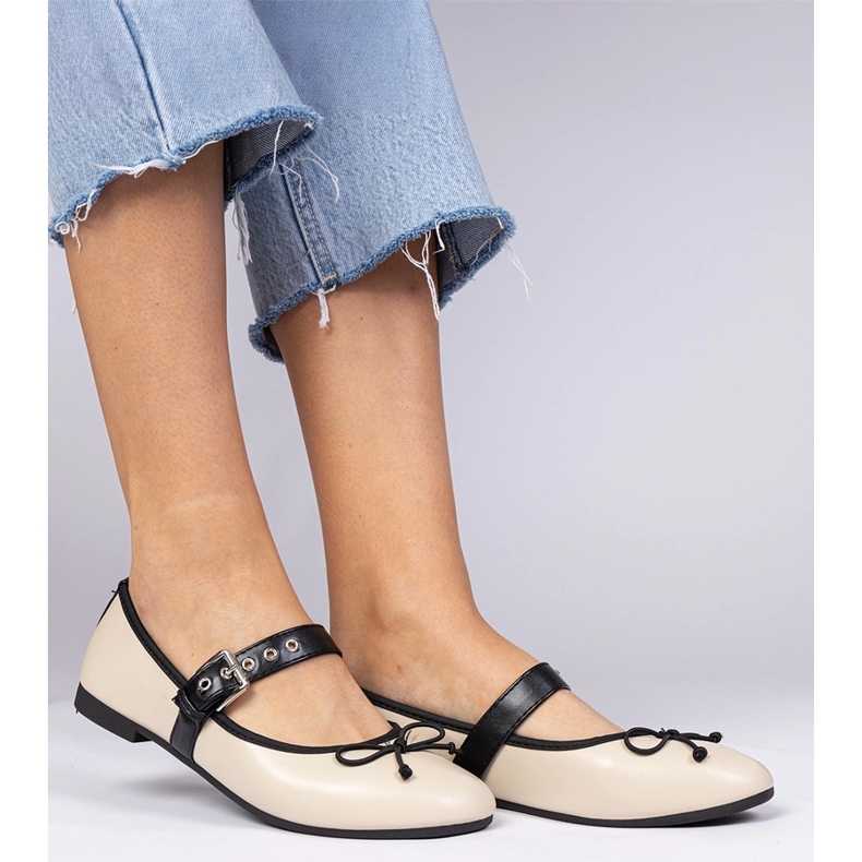 Béžové ženské baleríny s lukem béžový 2