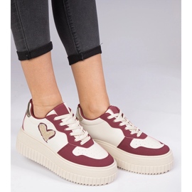 Dámské burgundské tenisky s brokátovým srdcem červené 1 Dámské burgundské tenisky s brokátovým srdcem červené 1