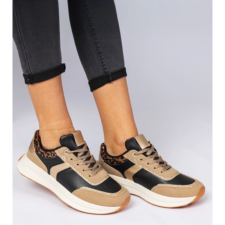 Tenisky černé žen s třpytem se zvířecím vzorem černá 1