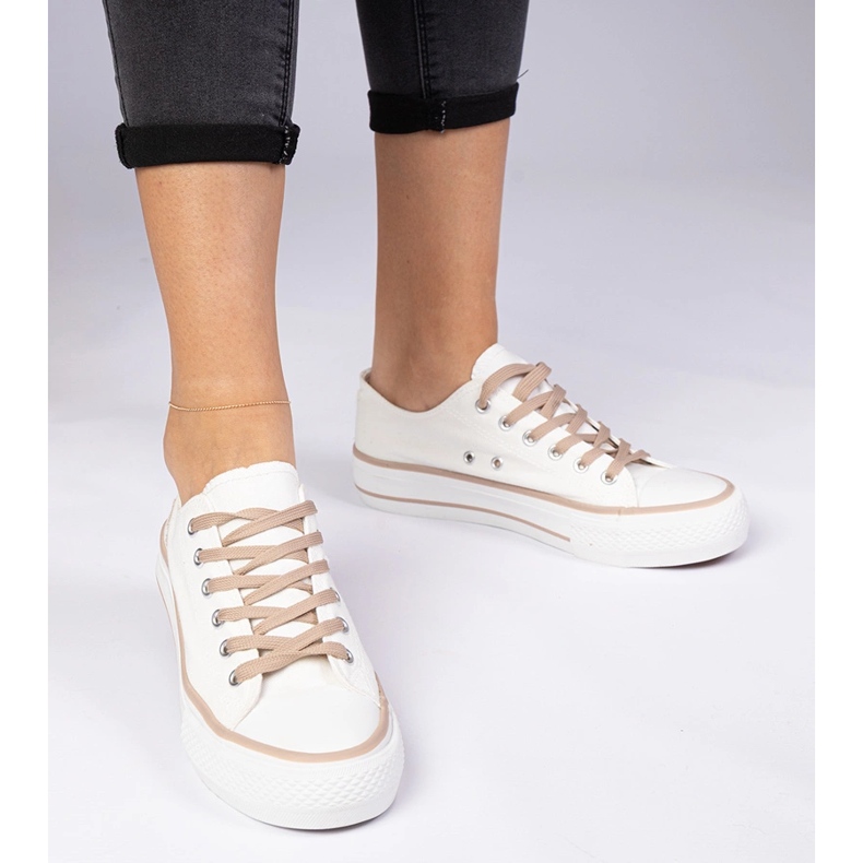 White-hnědé klasické ženské tenisky bílý 1 White-hnědé klasické ženské tenisky bílý 1