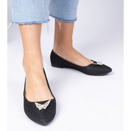 Balletry černé ženské třpytky s motýlem černý 2