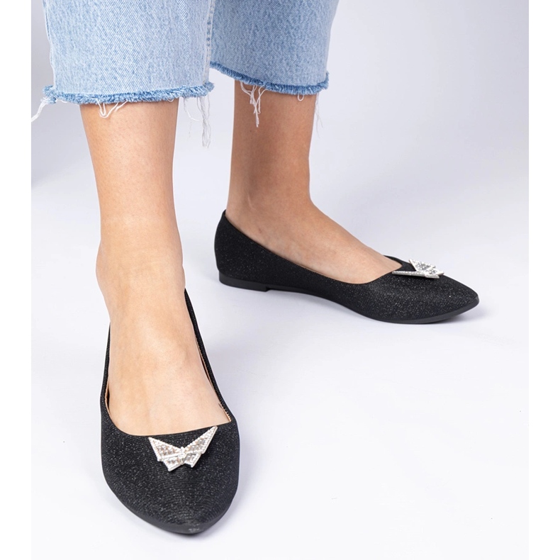 Balletry černé ženské třpytky s motýlem černý 2