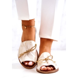 Dámské kožené baleríny zazoo 2660/004 bílé a zlaté bílý 3