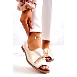 Dámské kožené baleríny zazoo 2660/004 bílé a zlaté bílý 1