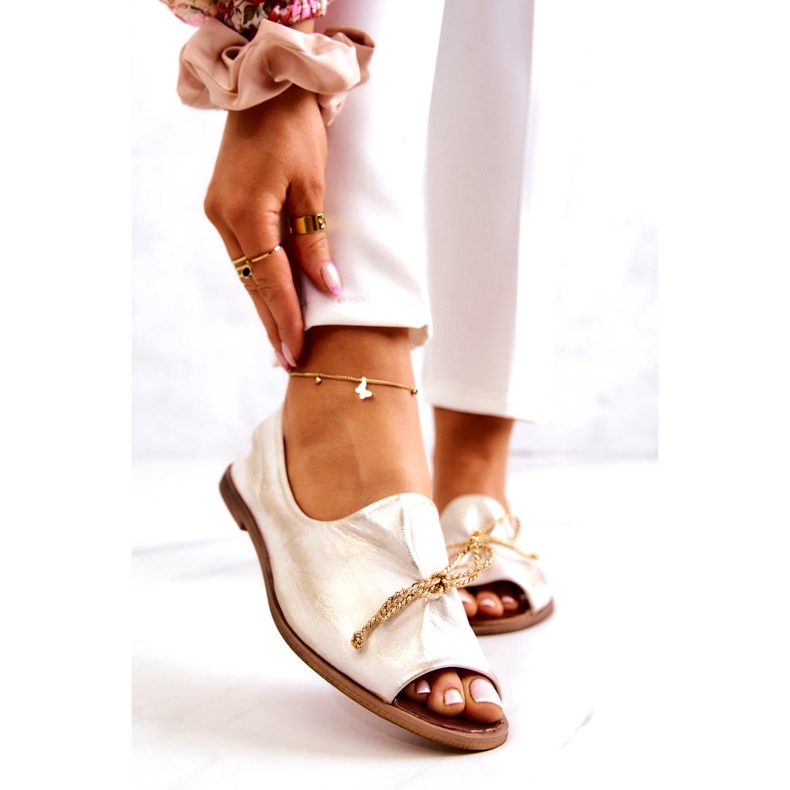 Dámské kožené baleríny zazoo 2660/004 bílé a zlaté bílý 1 Dámské kožené baleríny zazoo 2660/004 bílé a zlaté bílý 1