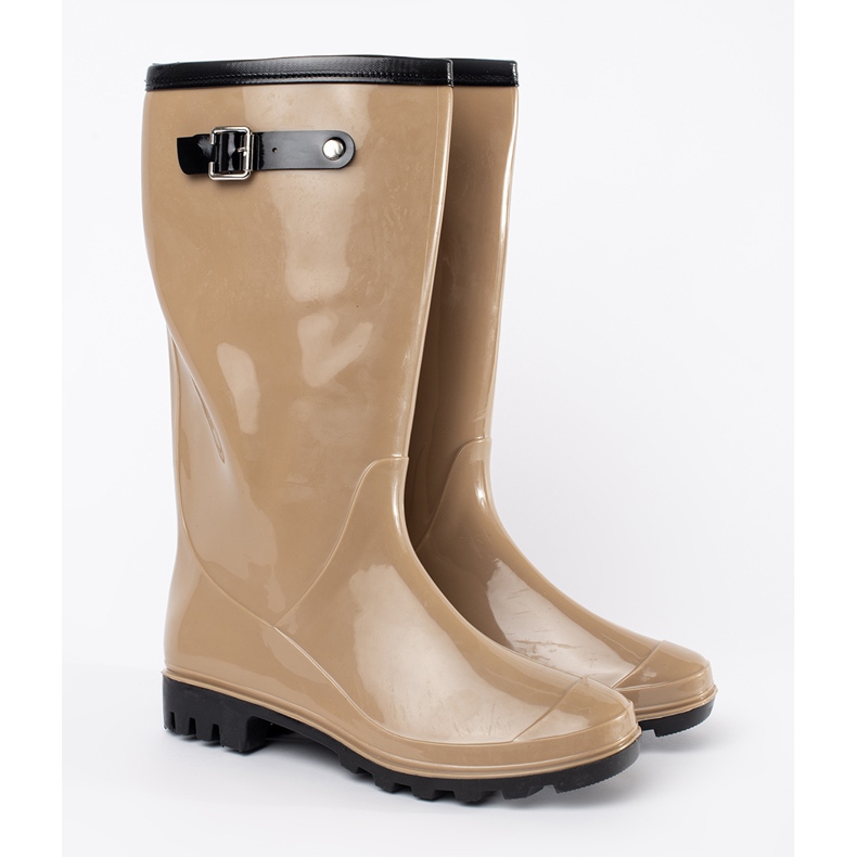 Beige Lacquered Women Galoshes béžový 2