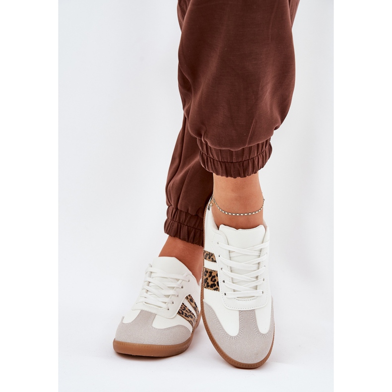 Tenisky s nízkým dámským tenisky s ekologickou koženou bílou leopardou bílý 2 Tenisky s nízkým dámským tenisky s ekologickou koženou bílou leopardou bílý 2