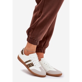 Tenisky s nízkým dámským tenisky s ekologickou koženou bílou leopardou bílý 1 Tenisky s nízkým dámským tenisky s ekologickou koženou bílou leopardou bílý 1