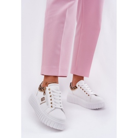 Dámská sportovní bota na platformě s ekologickým leopardem leopardem bílý 2 Dámská sportovní bota na platformě s ekologickým leopardem leopardem bílý 2