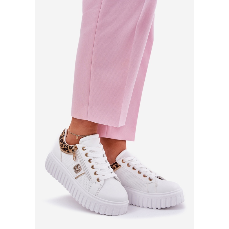 Dámská sportovní bota na platformě s ekologickým leopardem leopardem bílý 1
