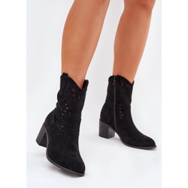 Openwork Boots Dámské vysoké podpatky S.Barski Hy51-125 Black černý 2