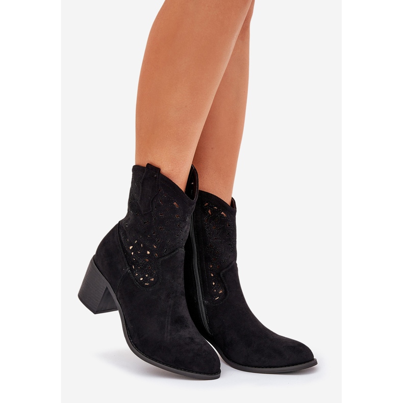 Openwork Boots Dámské vysoké podpatky S.Barski Hy51-125 Black černá 1