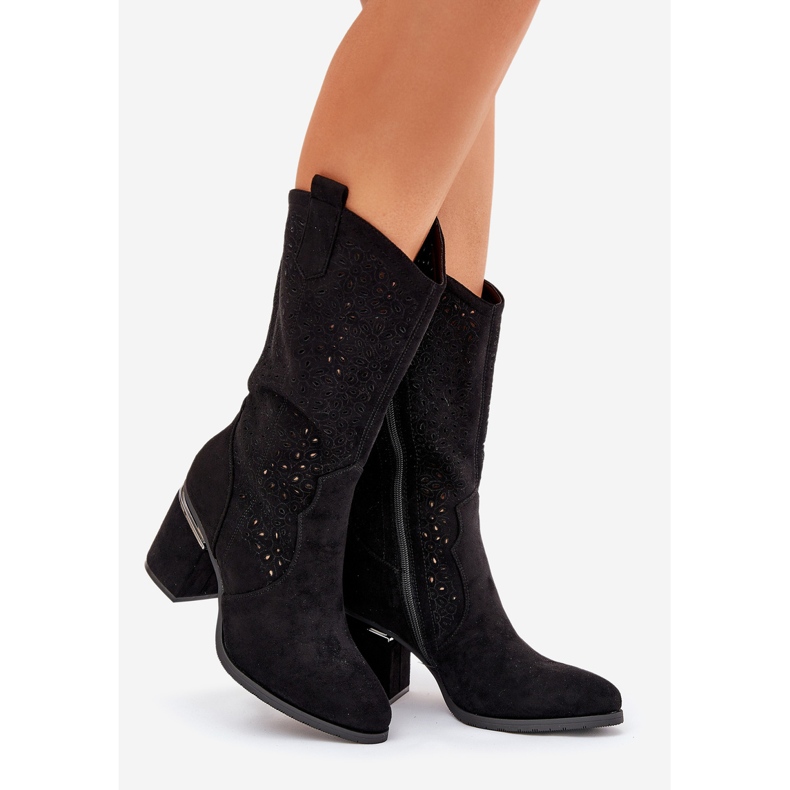 S.Barski Openwork Boots Half-calf Cowboy S. Barski Hy51-238 Black černá 1