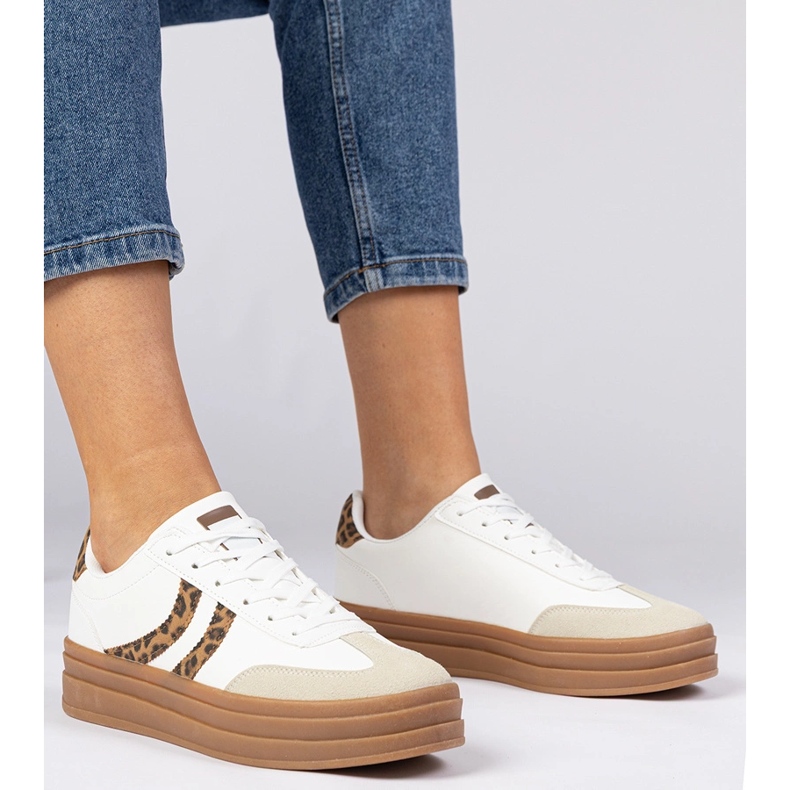 White tenisky ženské tenisky s leopardovým příslušenstvím bílý 1