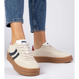 Beige Sneakers Dámské tenisky s námořním modrým příslušenstvím bílý 3