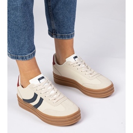 Beige Sneakers Dámské tenisky s námořním modrým příslušenstvím bílý 4