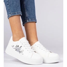 Bílé tenisky dámské sportovní tenisky s tiskem bílý 1