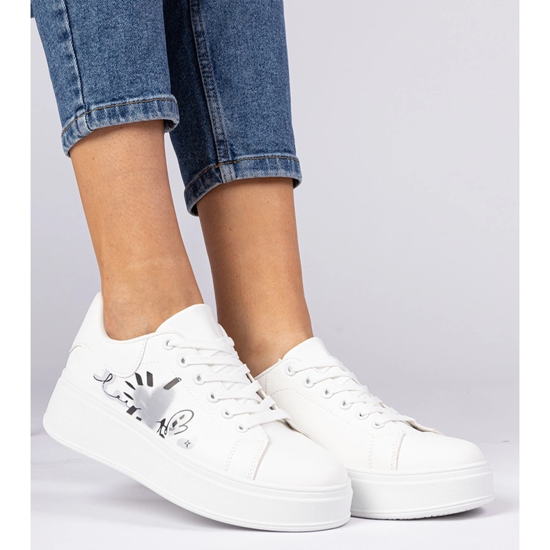 Bílé tenisky dámské sportovní tenisky s tiskem bílý 1