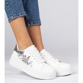 Bílé a stříbrné tenisky dámské sportovní tenisky s tiskem bílý 2 Bílé a stříbrné tenisky dámské sportovní tenisky s tiskem bílý 2