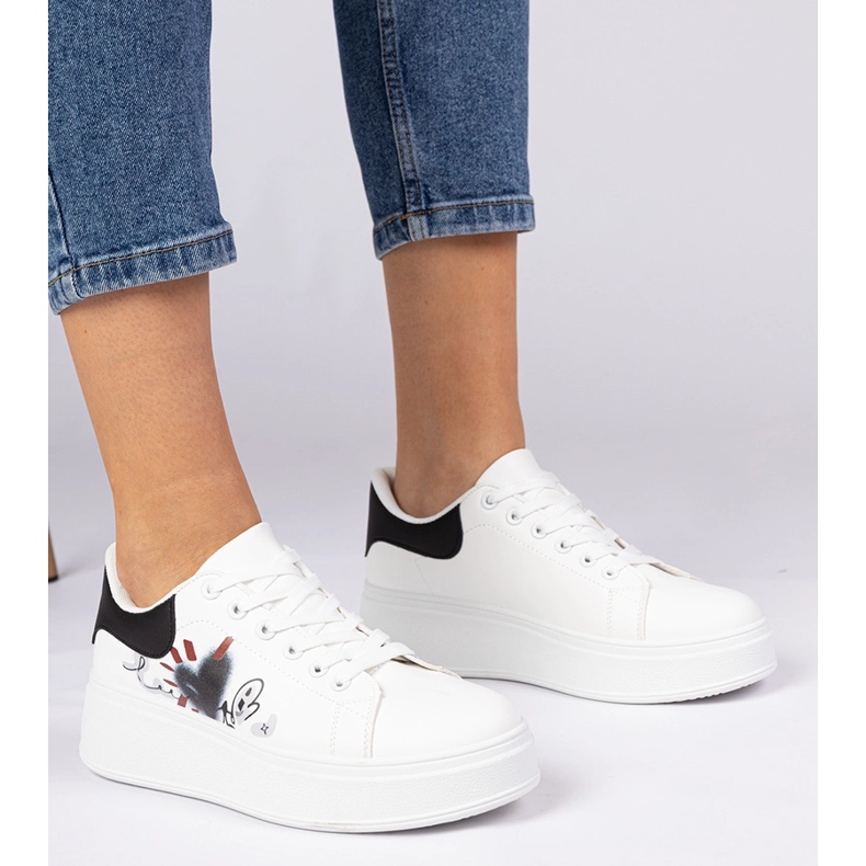 Bílé a bílé tenisky ženské sportovní tenisky s tiskem bílý 1 Bílé a bílé tenisky ženské sportovní tenisky s tiskem bílý 1