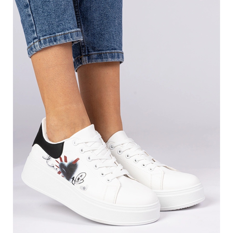 Bílé a bílé tenisky ženské sportovní tenisky s tiskem bílý 2 Bílé a bílé tenisky ženské sportovní tenisky s tiskem bílý 2