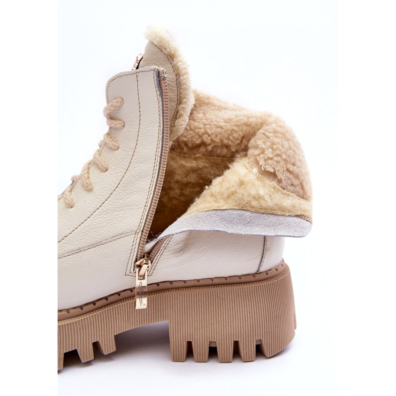 Dámské kožené kožené boty krémové boty lemar bílý 2