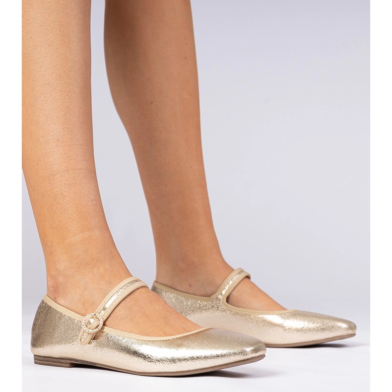 Zlaté dámské baleríny se zirkony zlatý 1