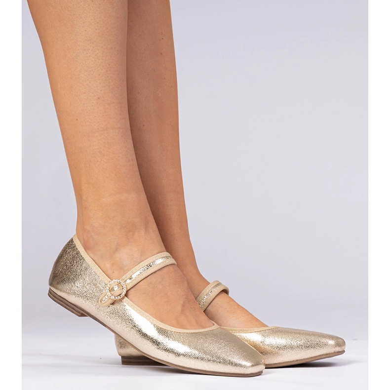 Zlaté dámské baleríny se zirkony zlatý 2