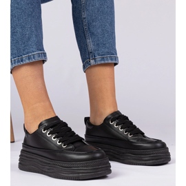 Tenisky černých žen na vysoké podrážce 1