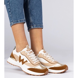 White-hnědé ženské tenisky s leopardovým příslušenstvím bílý 1