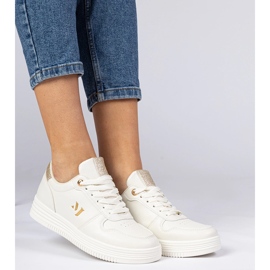 Beige ženské tenisky se zlatým brokátem béžový 1 Beige ženské tenisky se zlatým brokátem béžový 1