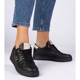 Tenisky černé žen se zlatým třpytem černý 1